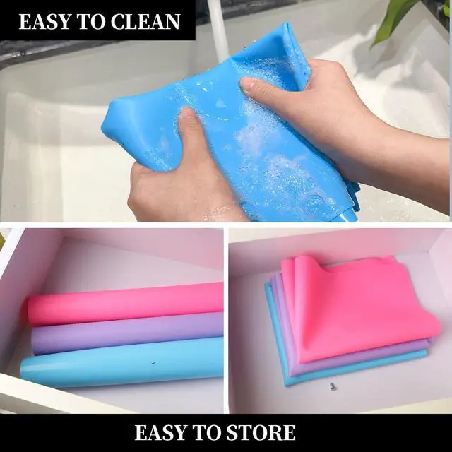 Alt view image 7 of 7 - Silicone Mat for Resin Molds, 3 PCS Silicone Mats for Epoxy Resin, UV Resin, Play Dough Mat, Clay Mat, Nonstick Silicone Sheets Pads for DIY Arts and Crafts, Pink & Purple & Blue, 15.7x 11.7