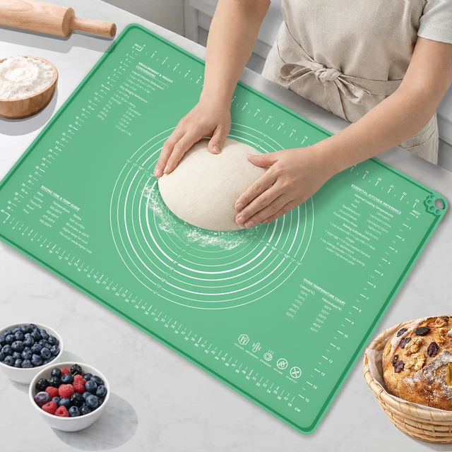Main image of Extra Large Food Grade Platinum Silicone Pastry Mat 28 x 20, Non-Slip Non-Stick Baking Mat for Rolling Dough with 5mm Raised Edge, Measurements & Baking Guide for Bread, Pizza, Pie & Sourdough