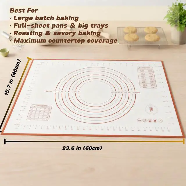 Alt view image 2 of 7 - Silicone Baking Mat, Full Sheet Non-Stick Pastry & Dough Mat with Measurement Guides, Silicone Mat & Baking Essentials, 15" x 23"(Pack of 2)
