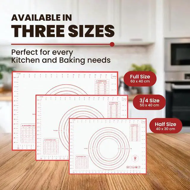 Alt view image 4 of 7 - Silicone Baking Mat, Full Sheet Non-Stick Pastry & Dough Mat with Measurement Guides, Silicone Mat & Baking Essentials, 15" x 23"(Pack of 2)
