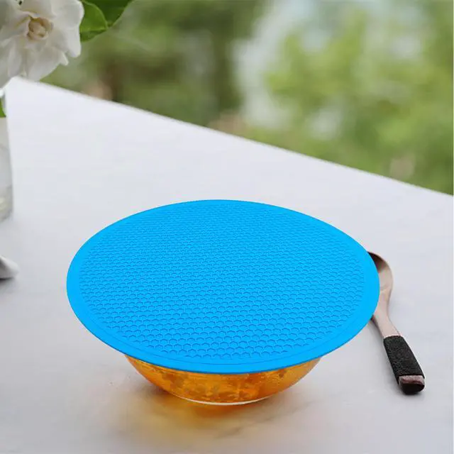 Alt view image 6 of 7 - 8 10 12 Inch Microwave mat, Trivet, Multi-Purpose Hot Pad,Pot Holder,Baking,Drying, Silicone mats for Microwave,Dishwasher Safe - Splatter Guard, Set of 3,Grey,Blue