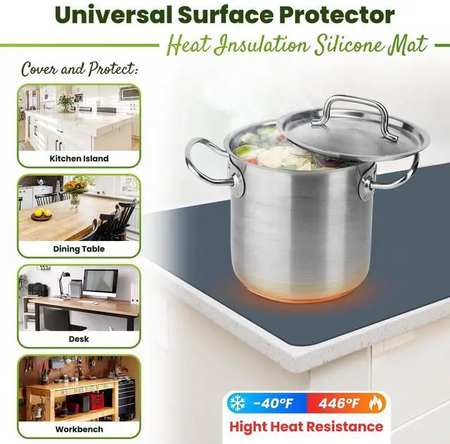 Alt view image 2 of 7 - Large Silicone Mat 28" x 20" Mat Thick Heat Resistant, Kitchen Counter Mat Waterproof - Coffee Machine, Glass Top Stove Cover Countertop Protector for Air Fryer, Baking mat (Grey)