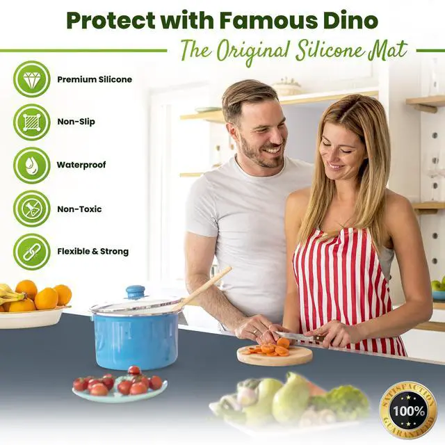 Alt view image 4 of 7 - Large Silicone Mat 28" x 20" Mat Thick Heat Resistant, Kitchen Counter Mat Waterproof - Coffee Machine, Glass Top Stove Cover Countertop Protector for Air Fryer, Baking mat (Grey)