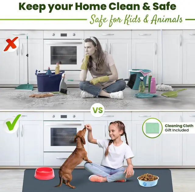 Alt view image 6 of 7 - Large Silicone Mat 28" x 20" Mat Thick Heat Resistant, Kitchen Counter Mat Waterproof - Coffee Machine, Glass Top Stove Cover Countertop Protector for Air Fryer, Baking mat (Grey)