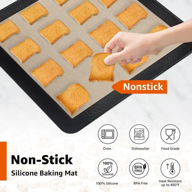 Alt view image 3 of 7 - 2Pcs Silicone Baking Mats for 12 Inch Cake Pan/12x12 Cheesecake Pan/Toaster Oven Air Fryer Liner, 11.75"Square Food Grade Silicone Mats for Baking, Non Slip Silicone Baking Sheet, Non Stick Reusable