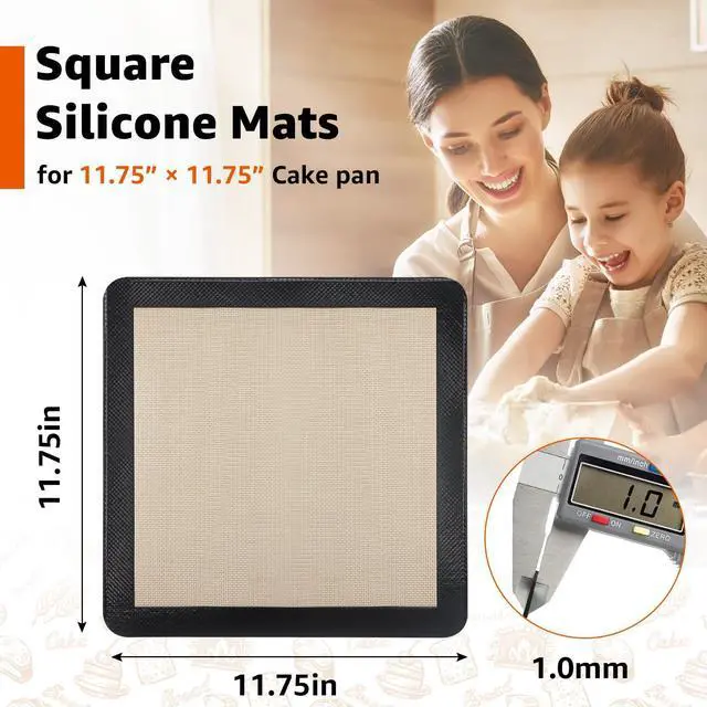 Alt view image 6 of 7 - 2Pcs Silicone Baking Mats for 12 Inch Cake Pan/12x12 Cheesecake Pan/Toaster Oven Air Fryer Liner, 11.75"Square Food Grade Silicone Mats for Baking, Non Slip Silicone Baking Sheet, Non Stick Reusable