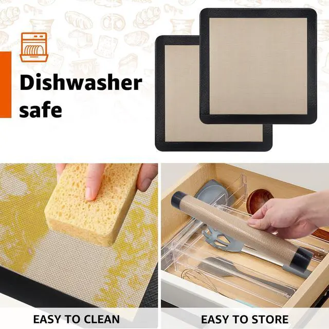 Alt view image 5 of 7 - 2Pcs Silicone Baking Mats for 12 Inch Cake Pan/12x12 Cheesecake Pan/Toaster Oven Air Fryer Liner, 11.75"Square Food Grade Silicone Mats for Baking, Non Slip Silicone Baking Sheet, Non Stick Reusable