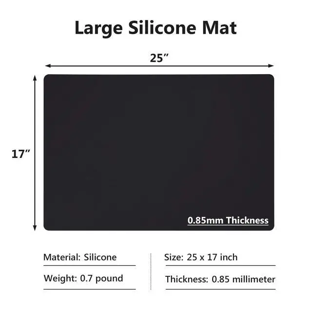 Alt view image 2 of 3 - Silicone Mats for Kitchen Counter, Large Silicone Countertop Protector 25" by 17", Nonskid Heat Resistant Desk Saver Pad, Multipurpose Mat, Placemat, Black