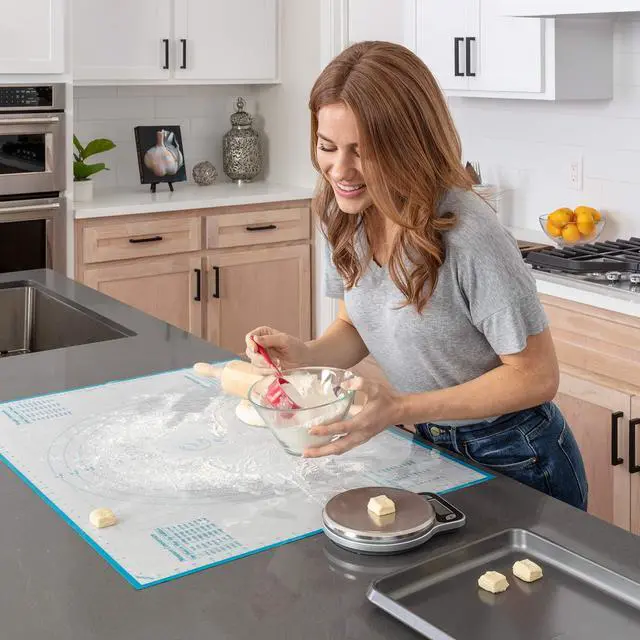 Alt view image 7 of 7 - Silicone Pastry Mat Non-Slip, Easy-Clean Rolling Mat for Dough, Cookies, Pie, Bread, Pizza & Fondant Extra Large 23.5 x 31.5 Baking Mats Board with Printed Measurements & Conversion Chart