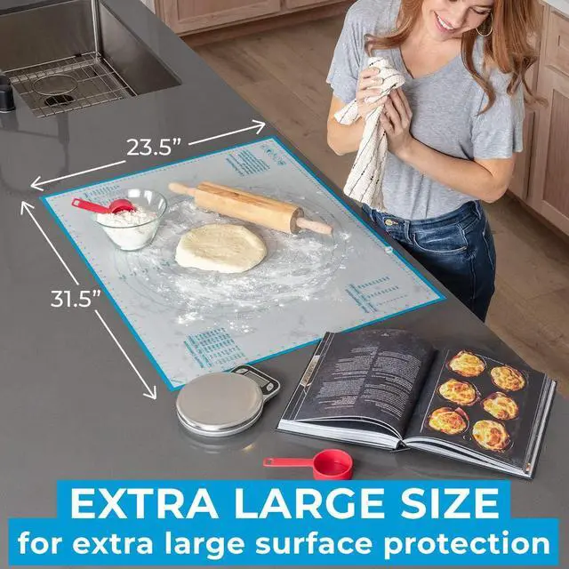 Alt view image 2 of 7 - Silicone Pastry Mat Non-Slip, Easy-Clean Rolling Mat for Dough, Cookies, Pie, Bread, Pizza & Fondant Extra Large 23.5 x 31.5 Baking Mats Board with Printed Measurements & Conversion Chart