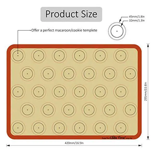 Alt view image 7 of 7 - Silicone Baking Mat - Set of 2 Non Stick Silicon Macaroon Baking Sheet Cookie Liner(BPA Free/Reusable/Half Sheet),Perfect Cooking Kit for Macarons,Pastry,Cake and Bread Making (Red)