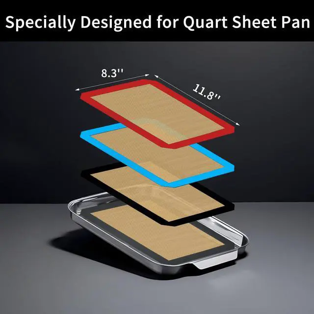 Alt view image 2 of 6 - Small Silicone Baking Mats, Set of 4,11-4/5x8-1/4 Inch Quarter Sheet Size, Non Stick, BPA Free, 1/4 Baking Sheet Pan Liner for Cookies, Macaron, Bread, Pastry, Toaster (Multi Colors)
