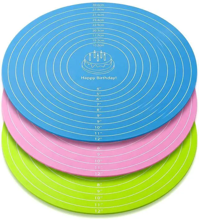 Main image of 3PCS Round Silicone Baking Mats, 11.8 Inch Reusable Nonstick Pastry Mat with Measurement Guides, Heat Resistant Silicone Baking Mat for Pizza Pan, Dough Rolling, Pastry and Baking