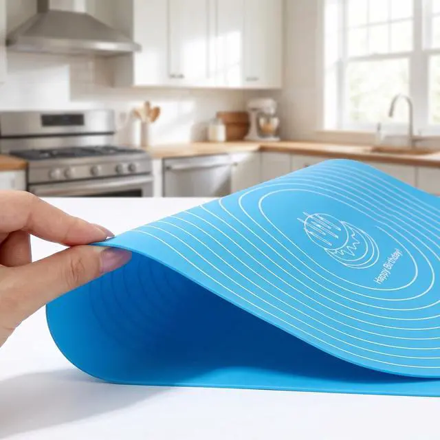 Alt view image 5 of 7 - 3PCS Round Silicone Baking Mats, 11.8 Inch Reusable Nonstick Pastry Mat with Measurement Guides, Heat Resistant Silicone Baking Mat for Pizza Pan, Dough Rolling, Pastry and Baking