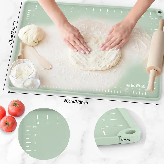Alt view image 2 of 6 - Silicone Baking Mat 32" x 24", Extra Thick Dough Rolling Mat with Measurements and Edge Heightening, Non-stick Food Grade Silicone Pastry Mat for for Pastry, Bread, Cookies, Pizza, Fondant, Pasta