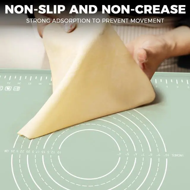 Alt view image 5 of 6 - Silicone Baking Mat 32" x 24", Extra Thick Dough Rolling Mat with Measurements and Edge Heightening, Non-stick Food Grade Silicone Pastry Mat for for Pastry, Bread, Cookies, Pizza, Fondant, Pasta