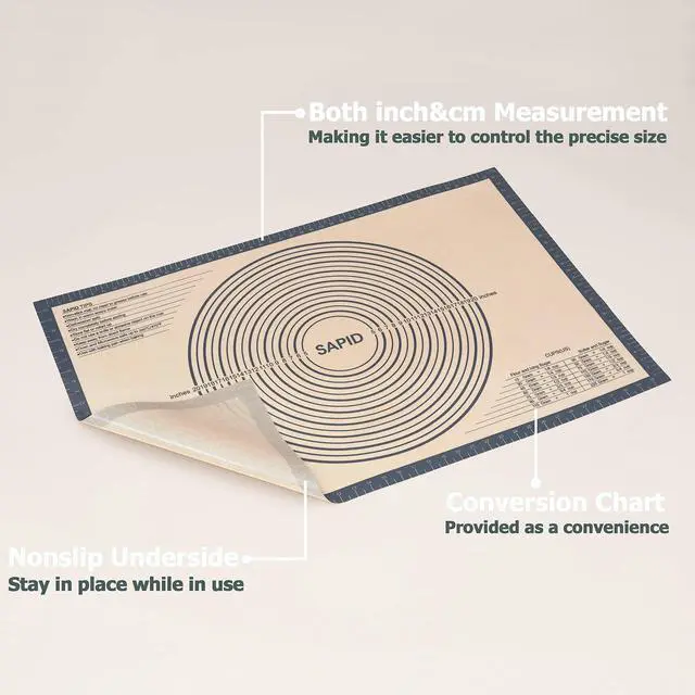 Alt view image 4 of 7 - Extra Thick Silicone Pastry Mat Non-slip with Measurements for Non-stick Silicone Baking Mat Extra Large, Dough Rolling, Pie Crust, Kneading Mats, Countertop, Placement Mats (24" x 36", Gray)