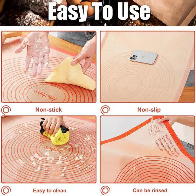 Alt view image 4 of 7 - Silicone Pastry Mat 36x24 Inch Extra Large Baking Mat with Measurements, Nonstick Kitchen Counter Mats for Dough, Pastry, Dough Rolling, Kneading Board, Pie Crust, Fondant, Bread, Pasta, Pizza