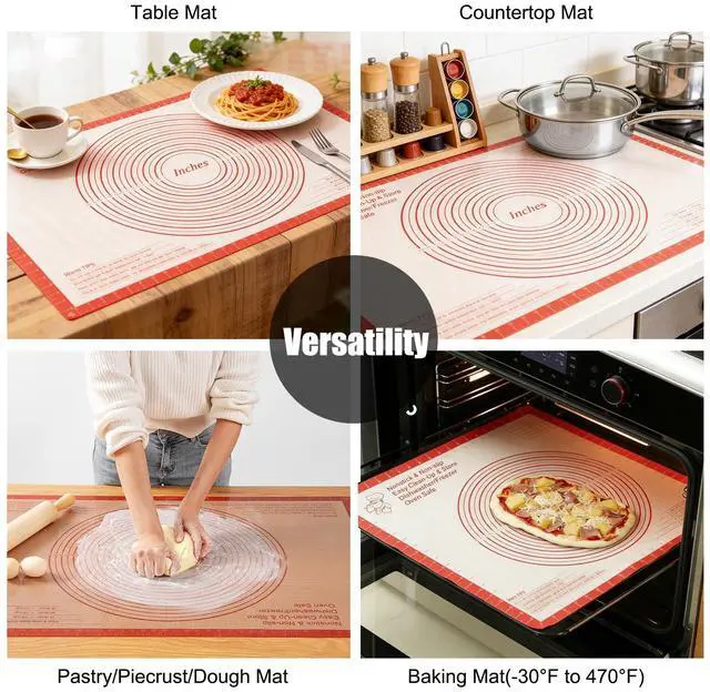 Alt view image 7 of 7 - Silicone Pastry Mat 36x24 Inch Extra Large Baking Mat with Measurements, Nonstick Kitchen Counter Mats for Dough, Pastry, Dough Rolling, Kneading Board, Pie Crust, Fondant, Bread, Pasta, Pizza