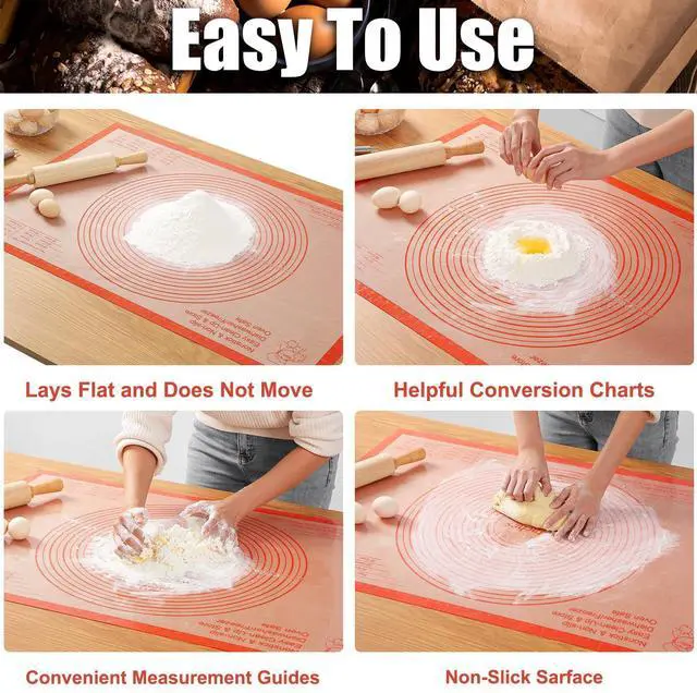 Alt view image 5 of 7 - Silicone Pastry Mat 36x24 Inch Extra Large Baking Mat with Measurements, Nonstick Kitchen Counter Mats for Dough, Pastry, Dough Rolling, Kneading Board, Pie Crust, Fondant, Bread, Pasta, Pizza