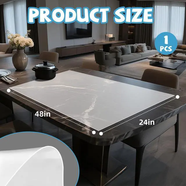 Alt view image 2 of 7 - Large Silicone Mat for Crafts, 48"x24", Extra Large Thick Clear Silicone Mats for Kitchen Countertop, Heat-resistant Washable Large Pastry Mat for Crafts Painting Baking