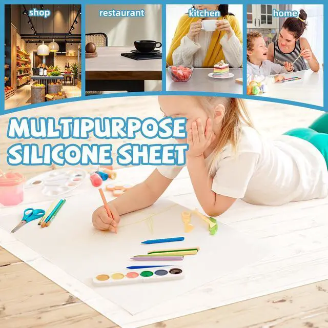 Alt view image 5 of 7 - Large Silicone Mat for Crafts, 48"x24", Extra Large Thick Clear Silicone Mats for Kitchen Countertop, Heat-resistant Washable Large Pastry Mat for Crafts Painting Baking