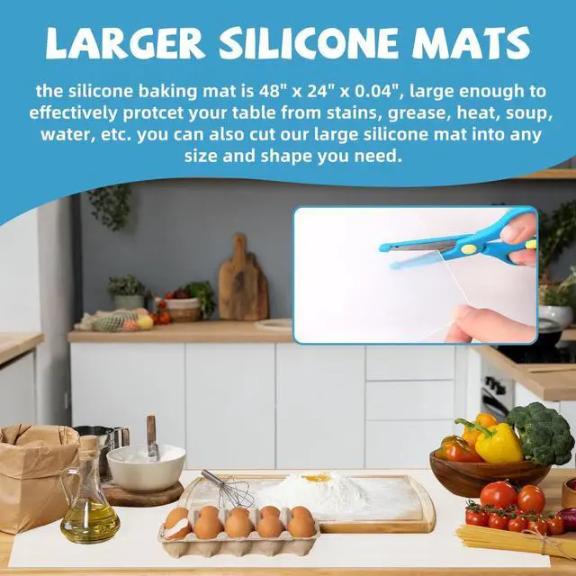 Alt view image 7 of 7 - Large Silicone Mat for Crafts, 48"x24", Extra Large Thick Clear Silicone Mats for Kitchen Countertop, Heat-resistant Washable Large Pastry Mat for Crafts Painting Baking
