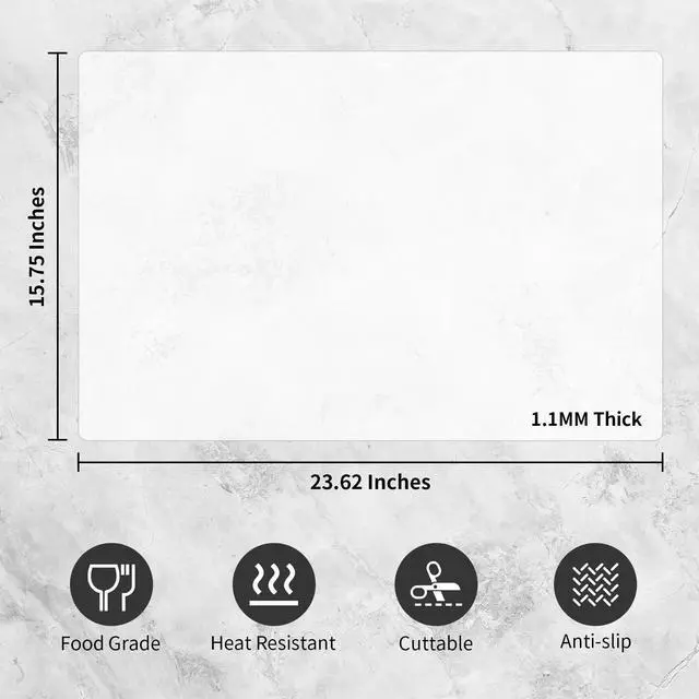 Alt view image 2 of 7 - Silicone Mat for Kitchen Counter - Cuttte 23.62" x 15.75" Large Heat Resistant Mats for Countertop, Anti-slip Quartz Countertop Protector for Air Fryers Coffee Pots(White Translucent)