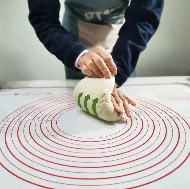 Alt view image 6 of 7 - silicone pastry non stick baking mat with measurement fondant mat with three sizes for silicone baking mat, counter mat, dough rolling mat,fondant/pie crust mat (Red, 24"L x16"W)