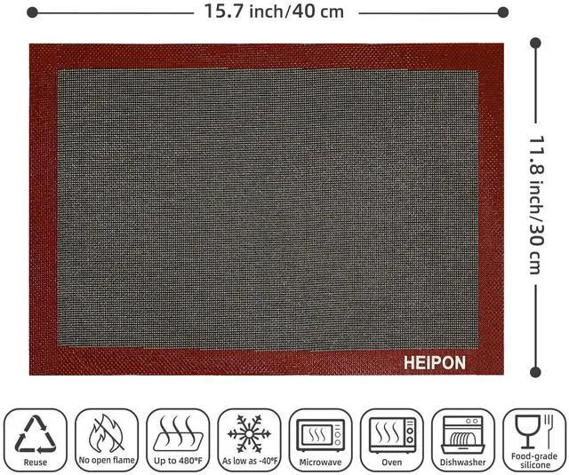Alt view image 2 of 7 - Perforated Baking Mat,2 PCS,15.7"Lx11.8"W,Silicone Baking Mat,Non-Stick,Breathable Mat,Reusable(Red&Black,2pcs)
