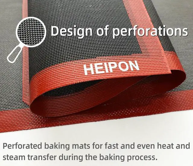 Alt view image 3 of 7 - Perforated Baking Mat,2 PCS,15.7"Lx11.8"W,Silicone Baking Mat,Non-Stick,Breathable Mat,Reusable(Red&Black,2pcs)
