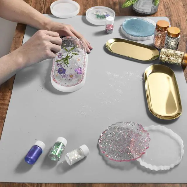 Alt view image 2 of 7 - Extra Large Silicone Sheet for Crafts, Thick Silicone Jewelry Casting Mats, Nonstick Nonslip Silicon Mat for Epoxy Resin, Art Painting, Heat- Resistance Counter Mat (20"×27.9", Gray)