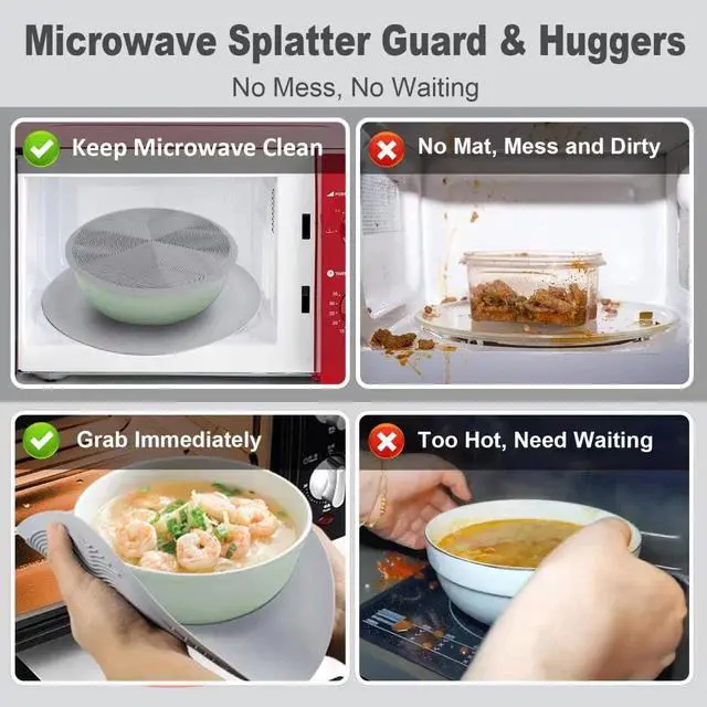 Alt view image 3 of 7 - 12 10 8 Inch Multi-use Microwave Mat, Trivet, Pot Holders, Drying, Baking, Place Mat, Utensils Rest, Silicone Cover Pad for Hot Pot Pans Bowls Plates Dishes Kitchen Counter,Heat Resistant,Gray