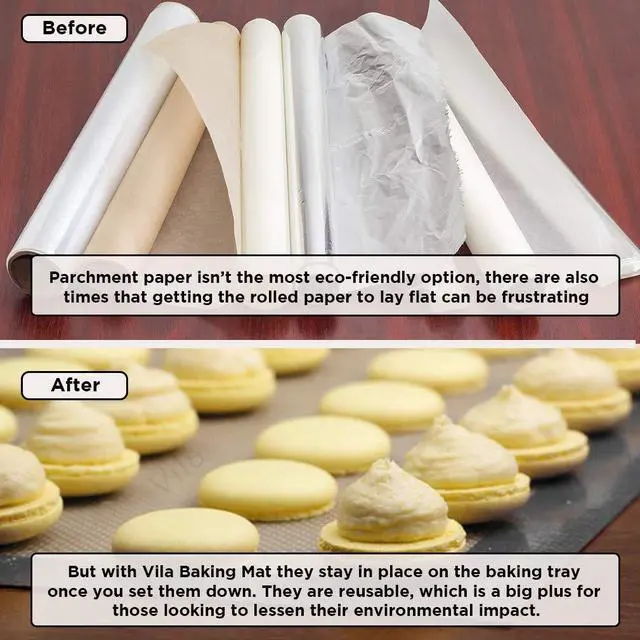 Alt view image 3 of 6 - Pack Baking Mats, 12 x 17, Tray Pan Liner for Healthy Dishes, Reusable Non-Stick Cookie Sheets, Perfect for Macarons, Dog, Cat, Parrot Treats, Pastry, Bread, Bun making