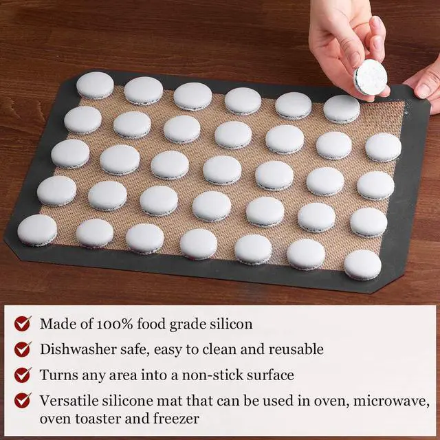 Alt view image 4 of 6 - Pack Baking Mats, 12 x 17, Tray Pan Liner for Healthy Dishes, Reusable Non-Stick Cookie Sheets, Perfect for Macarons, Dog, Cat, Parrot Treats, Pastry, Bread, Bun making