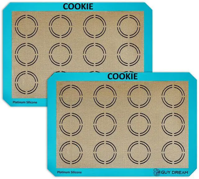 Main image of 2PCs Silicone Baking Mat with Measurements for Cookies - 16 1/2 x 11 5/8 - Reusable Premium Food Grade Silicone Cookie Sheets - Heat Resistant Silicone Oven Mat
