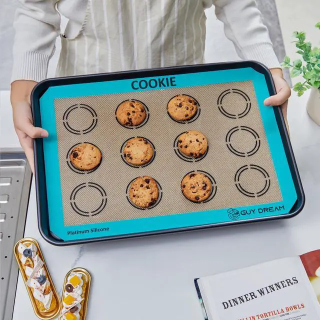 Alt view image 4 of 7 - 2PCs Silicone Baking Mat with Measurements for Cookies - 16 1/2 x 11 5/8 - Reusable Premium Food Grade Silicone Cookie Sheets - Heat Resistant Silicone Oven Mat