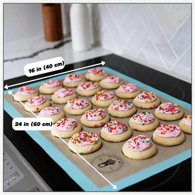 Alt view image 2 of 7 - Silicone Baking Mats For Cookies, Full Size Baking Sheet Liners, Pack Of 2, 16 X 24 Inch (40 x 60 cm), Non-Stick, Baking Mats Silicone, Perfect For Baking Macarons Cookies And Cakes