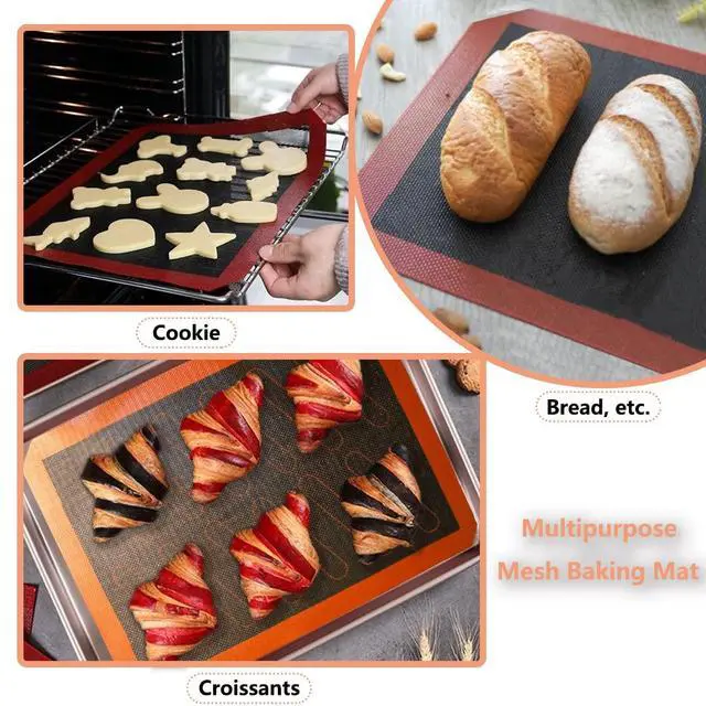Alt view image 6 of 7 - Perforated Silicone Baking Mats, 2 PCS Eclair Silicone Mat for Half Sheet with 12 Printed Oblong Eclair Guides, Non-Stick Reusable Oven Liners for Making Bread/Pizza/Pastry/Cookie 11-4/5" x 15-3/4"