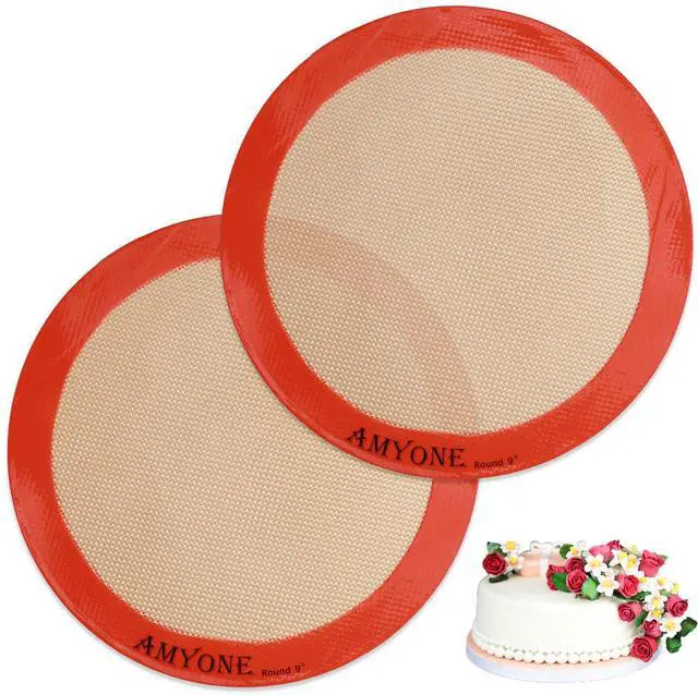 Main image of Silicone Baking Mats, 2 PCS Round Silicone Mats for 9 Inch Cake Pan, Non-Stick Reusable Cookie Sheet Liners for Baking Pans for Cake/Bread/Pizza/Macaron/Pastry/Cookie/Bun/Pie