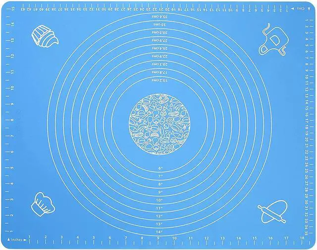 Main image of Silicone Baking Mat for Pastry Rolling Dough with Measurements,19.7" x 15.7" BPA Free Non stick and Non Slip Blue Table Sheet Baking Supplies for Bake Pizza Cake