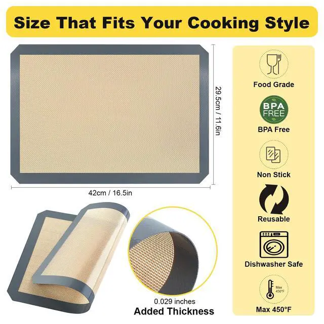Alt view image 2 of 7 - Silicone Baking Mat, 3 Pac Silicone Cookie Sheets for 2 Baking 16.5"L x 11.6"W and 1 Pc 11.81 "L x 8.27"W Reusable Baking Mat - Non-Stick Food SafeDark Gray Oven Baking Sheet