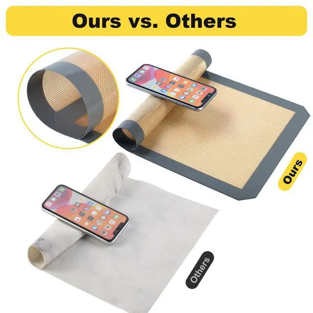 Alt view image 3 of 7 - Silicone Baking Mat, 3 Pac Silicone Cookie Sheets for 2 Baking 16.5"L x 11.6"W and 1 Pc 11.81 "L x 8.27"W Reusable Baking Mat - Non-Stick Food SafeDark Gray Oven Baking Sheet