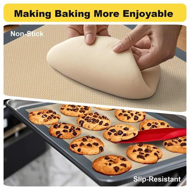 Alt view image 5 of 7 - Silicone Baking Mat, 3 Pac Silicone Cookie Sheets for 2 Baking 16.5"L x 11.6"W and 1 Pc 11.81 "L x 8.27"W Reusable Baking Mat - Non-Stick Food SafeDark Gray Oven Baking Sheet