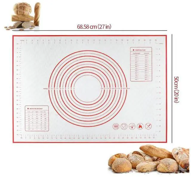 Alt view image 2 of 7 - Silicone Baking Dough Pastry Mat Large Bread Rolling Cookie kneading Baking Mats for Counter, Nonstick, Easy to Clean (27x20Inch)