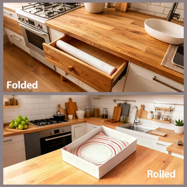 Alt view image 5 of 7 - Silicone Baking Dough Pastry Mat Large Bread Rolling Cookie kneading Baking Mats for Counter, Nonstick, Easy to Clean (27x20Inch)