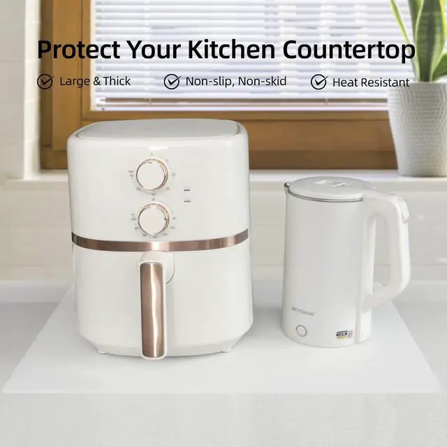 Alt view image 3 of 6 - 2 Pack Silicone Mats for Kitchen Counter, Treerit 23.62" x 15.75" Thick Large Silicone Mat, Nonskid Heat Resistant Countertop Protector, Easy to Clean, White Translucent