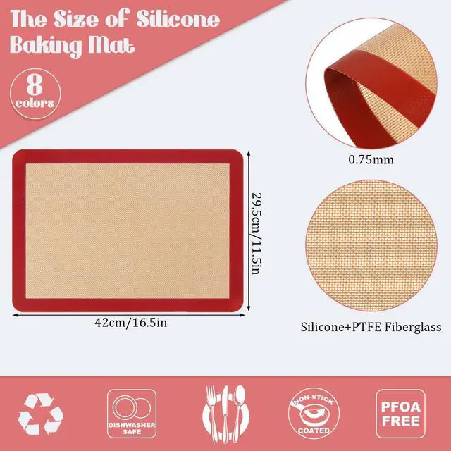 Alt view image 2 of 7 - Pieces Silicone Baking Mat Non-stick Silicone Baking Half Sheet 16.5'' x 11.6'' Silicones Cookie Sheet Easy Clean Oven Cookie Liner for Oven Making, Macaroon, Bread Pastry(Multi Color)