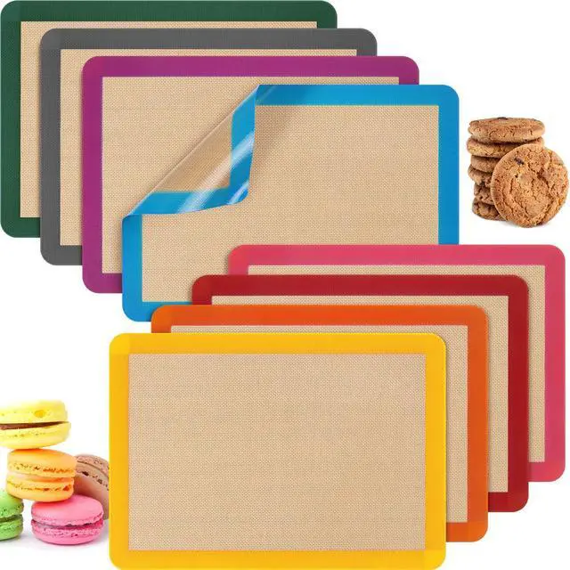 Main image of Pieces Silicone Baking Mat Non-stick Silicone Baking Half Sheet 16.5'' x 11.6'' Silicones Cookie Sheet Easy Clean Oven Cookie Liner for Oven Making, Macaroon, Bread Pastry(Multi Color)