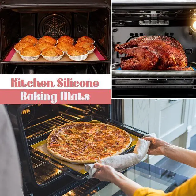 Alt view image 6 of 7 - Pieces Silicone Baking Mat Non-stick Silicone Baking Half Sheet 16.5'' x 11.6'' Silicones Cookie Sheet Easy Clean Oven Cookie Liner for Oven Making, Macaroon, Bread Pastry(Multi Color)